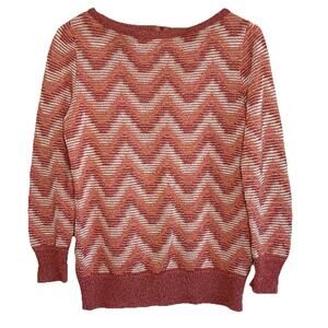 Vintage Goldworm Small Pullover Chevron Sweater 3/4 Sleeve Granny Chic Fall O10